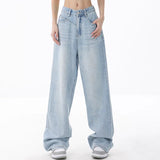 outfit inspo 2024 New Light Blue Washed Wide-Leg Jeans Women's Summer Super Soft Loose Mop Pants Pants