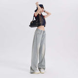 Aimays backpack inspo Visual Manual Casual Versatile Korean Style Loose Design Wide Leg Pants Regular Lengthened Jeans