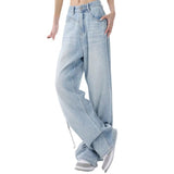 outfit inspo 2024 New Light Blue Washed Wide-Leg Jeans Women's Summer Super Soft Loose Mop Pants Pants