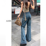 outfit inspo American Retro Skinny Jeans Women's Summer New High Waist Versatile Slimming Wide Leg Non-Stick Leg Flared Pants Fashion