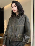 outfit inspo 2024 New Hong Kong Style PU Leather Coat for Women This Year Popular Design Sense American Retro Motorcycle Popular High-End