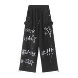 y2k outfits American Street Hip Hop Graffiti Sports Pants Men's and Women's Autumn Thin Loose Wide Leg Casual Pants Jazz Hip Hop Pants