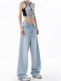 outfit inspo 2024 New Light Blue Washed Wide-Leg Jeans Women's Summer Super Soft Loose Mop Pants Pants