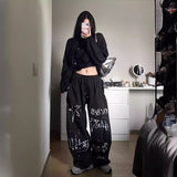 y2k outfits American Street Hip Hop Graffiti Sports Pants Men's and Women's Autumn Thin Loose Wide Leg Casual Pants Jazz Hip Hop Pants