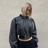 AIMAYS-new years eve dress to impress nyc outfits summer Navya Leather Crop Jacket