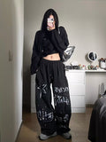 y2k outfits American Street Hip Hop Graffiti Sports Pants Men's and Women's Autumn Thin Loose Wide Leg Casual Pants Jazz Hip Hop Pants