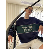 Aimays- Vintage Sweatshirts Women American 90s Retro Preppy Style Pullovers Oversized Aesthetic Casual Female Korean Streetwear