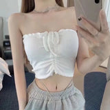 Aimays-Summer Sexy  Tank Tops Strapless Off Shoulder Tube Top Streetwear Outdoor Vest Slim Skinny Bralette Crop Top