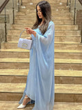 Aimays Autumn Loose Shiny Maxi Dress Women's Butterfly Batwing Long Sleeve Muslim Clothes Party Dress Solid Female Long Dress New