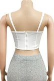 Aimays- White Polyester Slip Sleeveless Patchwork Solid Tops
