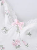 Aimays-Lace Trim Floral Mini Dress