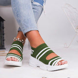 Aimays   New Women Sandals  High Heels Platform Women Shoes Summer Female Flats Knitting Slip On Peep Toe Casual Women Sandals