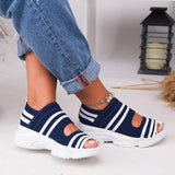 Aimays   New Women Sandals  High Heels Platform Women Shoes Summer Female Flats Knitting Slip On Peep Toe Casual Women Sandals