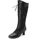 Aimays   INS Hot Sale Vintage Lace Cowgirls Luxury Women Boots Lace Up Autumn Casual Party Dress Cosplay High Heels Shoes