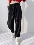 Aimays    Hippie Graffiti Black Sweatpants Women Kpop Harajuku Wide Leg Baggy Track Pants American Retro Oversize Jogger Trousers