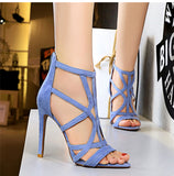 Aimays   Summer Women Sandals Designer Fetish High Heels Roman Sandals Yellow Stiletto Heels Peep Toe Sandals Nightclub Lady Shoes