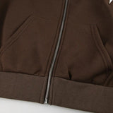 Aimays-Fall Outfits -Vintage Brown Hoodies Zip-Up Coat