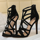 Aimays   Summer Women Sandals Designer Fetish High Heels Roman Sandals Yellow Stiletto Heels Peep Toe Sandals Nightclub Lady Shoes