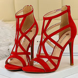 Aimays   Summer Women Sandals Designer Fetish High Heels Roman Sandals Yellow Stiletto Heels Peep Toe Sandals Nightclub Lady Shoes