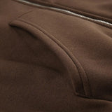 Aimays-Fall Outfits -Vintage Brown Hoodies Zip-Up Coat