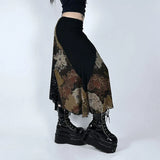 Aimays Floral Print Fairycore Skirts Retro Patchwork Y2K 90s Straight Bottoms Aesthetic Streetwear Cute Grunge Clothings