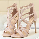 Aimays   Summer Women Sandals Designer Fetish High Heels Roman Sandals Yellow Stiletto Heels Peep Toe Sandals Nightclub Lady Shoes