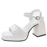 Aimays  Open Toe Platform Block High Heels Sandals Women Summer Wihte Buckle Casual Dress Brand Design Heeled Shoes Women