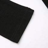 Aimays-Black Off Shoulder Long Sleeve Pleated Dress