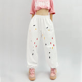 Aimays    Hippie Graffiti Black Sweatpants Women Kpop Harajuku Wide Leg Baggy Track Pants American Retro Oversize Jogger Trousers