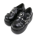 Aimays   Big Size 43Trendy Lovely Black Bat Platform Wedges Lace Up Spring Women's Pumps Round Toe Rivet Coslplay Lolita Punk High Heels